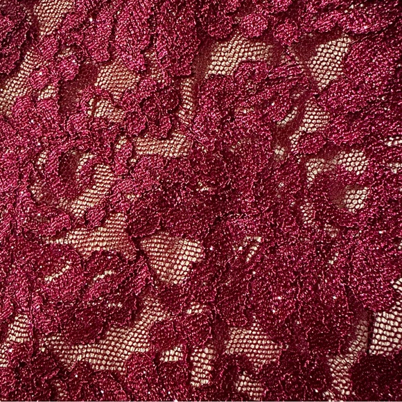 EMERALD SUNDAE Red Lace Racerback Fit & Flare Sparkly Dress Prom Cocktail Wmn S - Picture 7 of 16